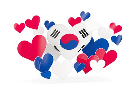 Flying heart stickers. Illustration of flag of South Korea