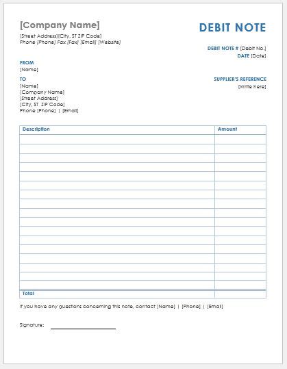 Debit Note Templates for MS Word | Word & Excel Templates