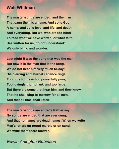 Walt Whitman - Walt Whitman Poem by Edwin Arlington Robinson