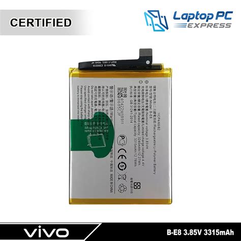 Vivo V11i 2018 1806 Model Battery Replacement B-E8 3315mAh 3.8V 12 ...