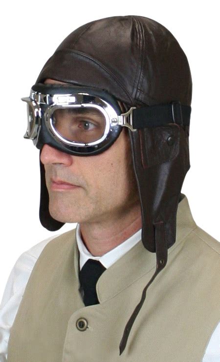 Leather Aviator Helmet - Brown