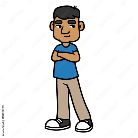 Cartoon Boy With Arms Crossed Stock Vector | Adobe Stock