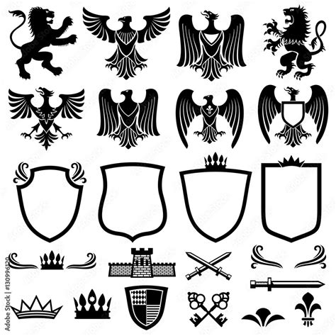 Family coat of arms vector elements for heraldic royal emblems Stock ...