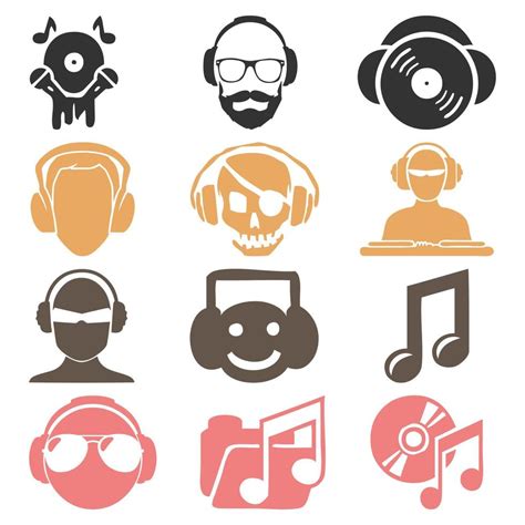 vector editable flat music icon set in black and white 23026194 Vector ...