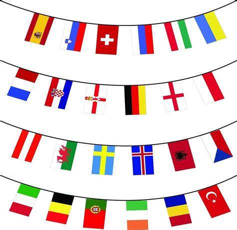 24 Nations Euro Cup Football Bunting Flags Party Decorations Banner ...