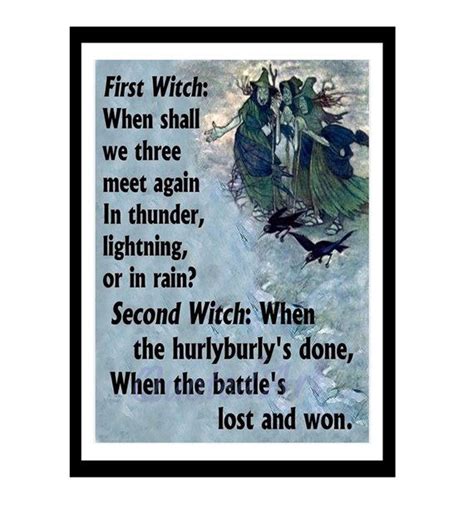 3 WITCHES Shakespeare MACBETH Quoted Art print | Macbeth quotes ...