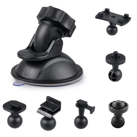 Car Suction Cup for Dash Cam Holder with 6 Types Adapter, 360 Degree ...