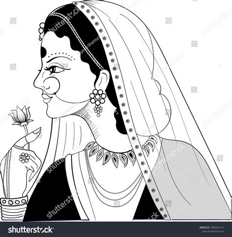 Beautiful Indian Women Saree Black White Stock Vector (Royalty Free ...