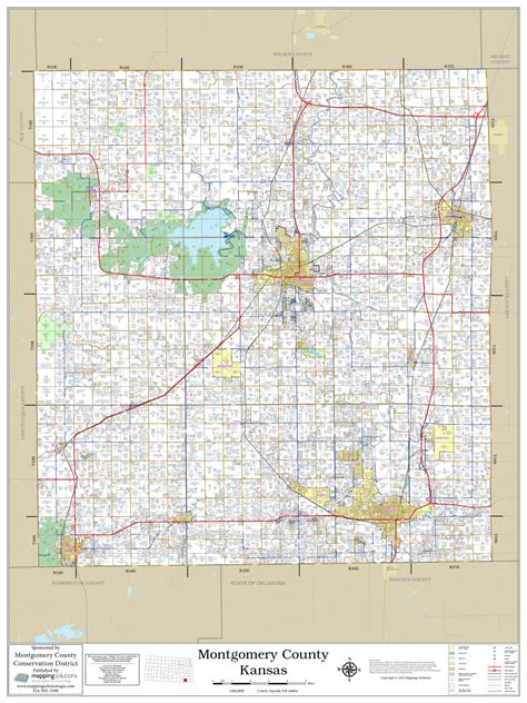 Montgomery County Kansas 2022 Wall Map | Mapping Solutions