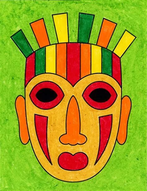 Easy How to Draw a Tribal Mask Tutorial & Mask Coloring Page