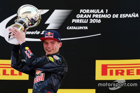 Race winner Max Verstappen, Red Bull Racing celebrates on the podium at ...