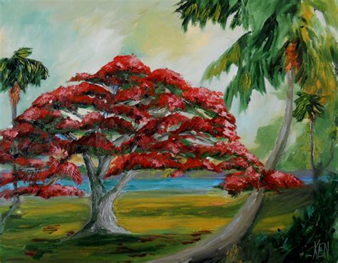 Royal Poinciana Tree Original Florida Highwaymen Style Landscape ...