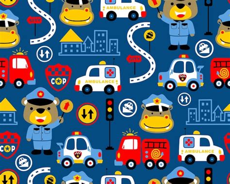 Seamless pattern vector of rescue team cartoon | Premium Vector