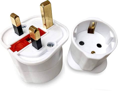 EU to UK Travel Adapter Schuko Euro Socket 2 Pin to 13 Amp 3 Pin Male ...