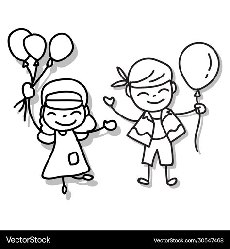 Hand drawing happy people happiness kids concept Vector Image