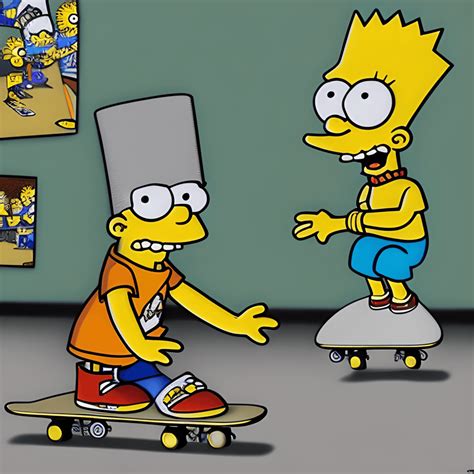 Bart Simpson Skateboarding in a Park Photograph · Creative Fabrica