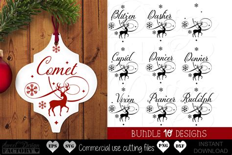 Tile Christmas Ornament SVG Bundle, Reindeer names svg By ...