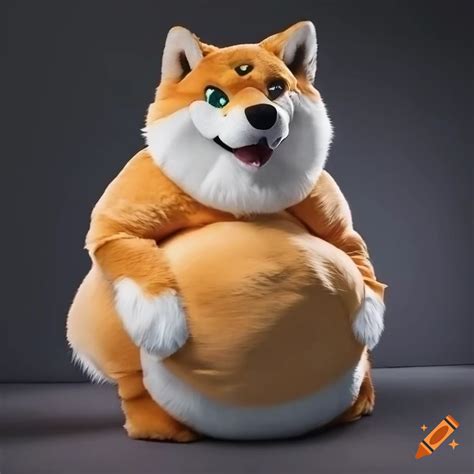 Fat shiba inu belly, furry, fursuit, fat on Craiyon