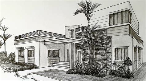 Modern House by Doms Art | House design drawing, House sketch ...