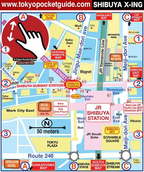 TOKYO POCKET GUIDE: Shibuya Crossing Map in English