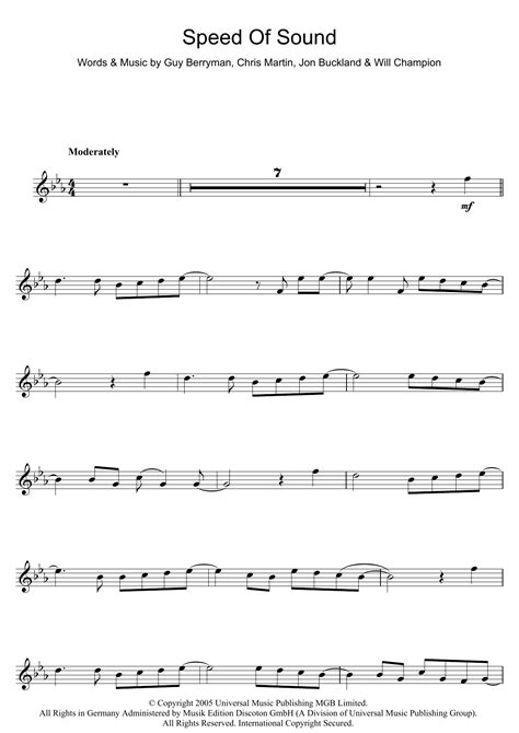 Speed Of Sound | Sheet Music Direct