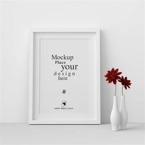 Premium PSD | Mockup blank photo frame in white wall | Modèle de cadre ...