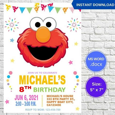 Elmo Birthday Invitation Template