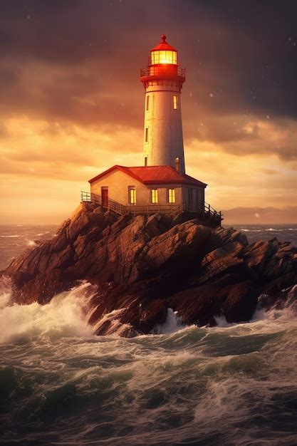 Premium AI Image | Lighthouse at sunset