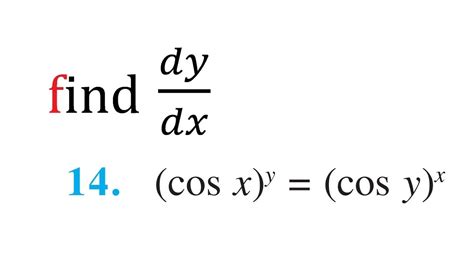 class 12 exercise 5.5 Question 14 find dy/dx (cosx)^y=(cosy)^x ...