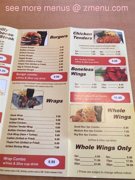 Menu at America's Best Wings restaurant, Halethorpe, Washington Blvd #114