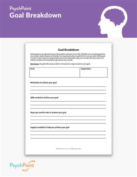 Goal Breakdown Worksheet | PsychPoint