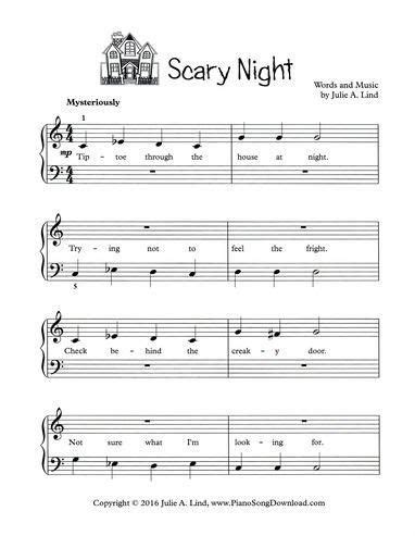 Scary Night: Halloween song for piano, free printable. #pianoclasses ...