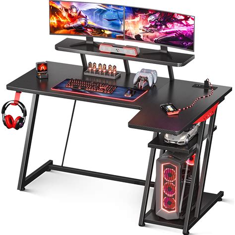 Buy MOTPK Gaming Desk L Shaped, Small Corner Desk with Storage Shelf ...