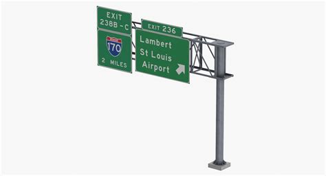 Green Direction Highway Signs 05 Blank and Labeled model - TurboSquid ...