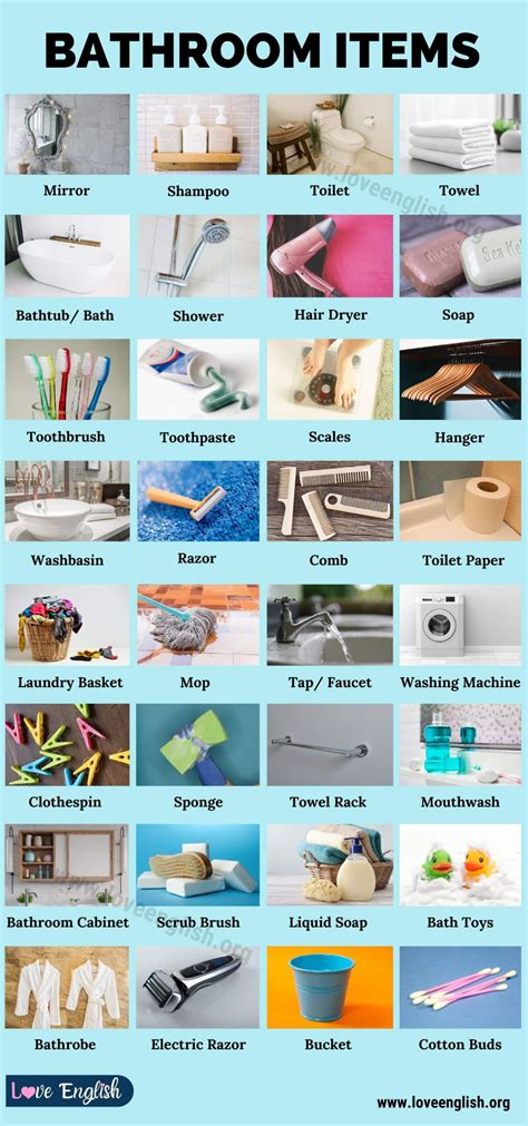 Bathroom Accessories: Useful List of 30 Bathroom Items in your House ...