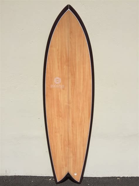 Wood Grain Twin Fin Retro Fish Surfboard