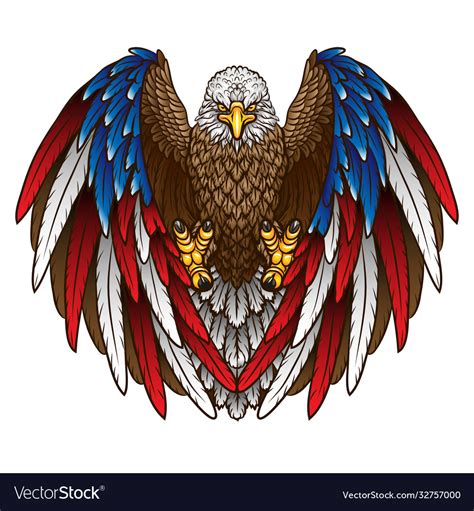 An eagle with american flag Royalty Free Vector Image