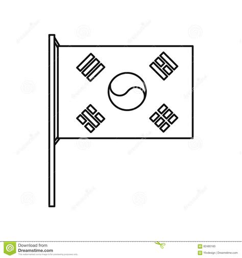 South Korea Flag Icon, Outline Style Stock Vector - Illustration of ...