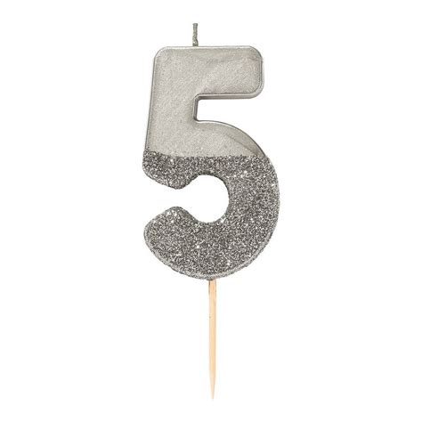 Number 5 Candle Birthday Candle Silver Candle 5 Birthday - Etsy