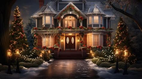 Premium AI Image | Christmas Lights outside on a House synchronized to ...