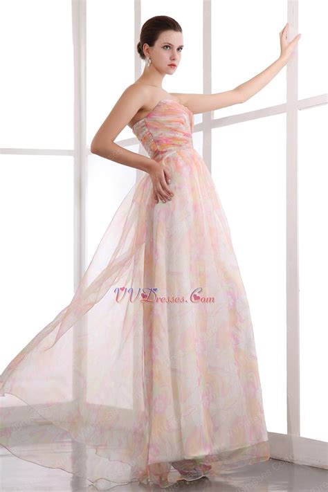 Hot Sell Sweetheart Colorful Printed Chiffon Designer Prom Dress