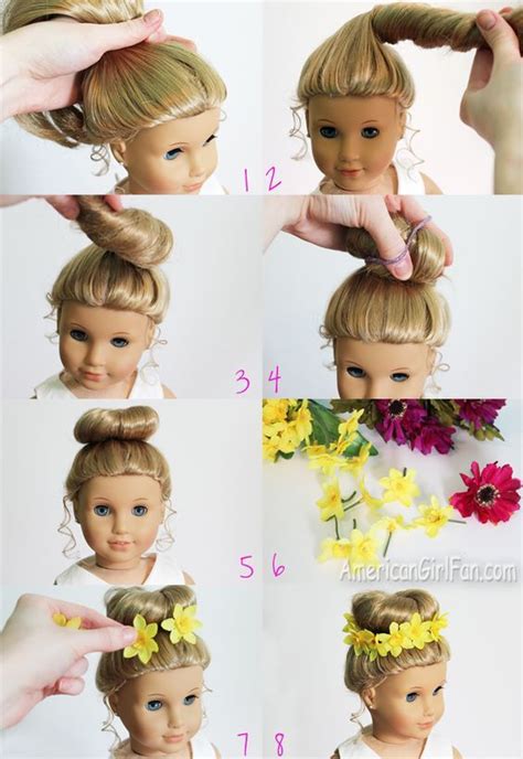 Doll Hairstyle: Bun With Flower Crown! | American girl hairstyles ...