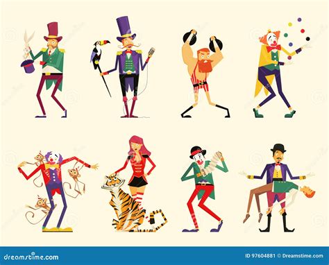 Cartoon Circus Characters. Circus Performers Set Stock Image ...