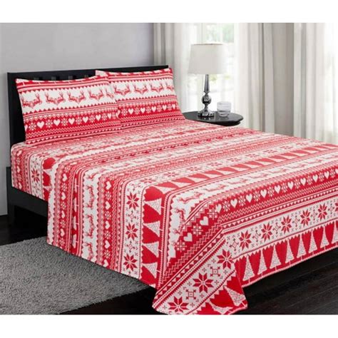 Mainstays Queen Flannel Sheet Set, Christmas Deer - Walmart.com ...