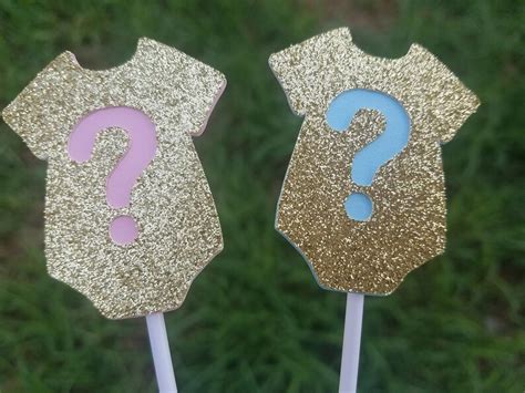 Gender Reveal Cupcake Toppers Gender Reveal Decor Gold - Etsy