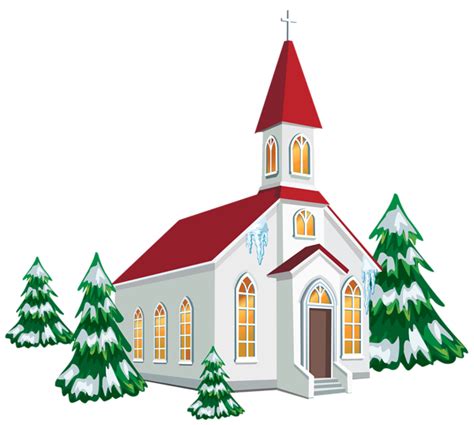 Winter Church with Snow Trees PNG Clipart Image | Christmas clipart ...