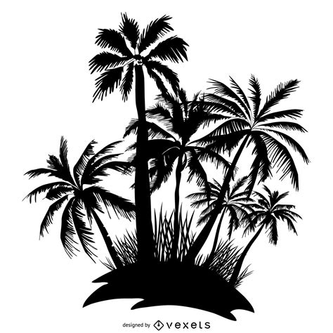 Palm Trees Island Silhouette Vector Download