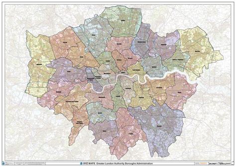 Greater London Authority Boroughs Wall Map