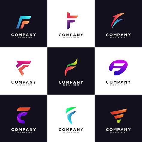 Premium Vector | F logo collection , gradient company capital letter f ...