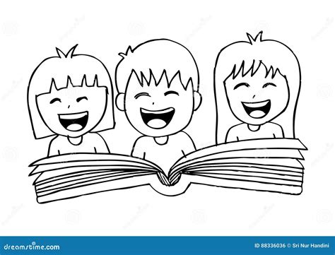 Cartoon Kids Reading Book Vector Illustration | CartoonDealer.com #50763280